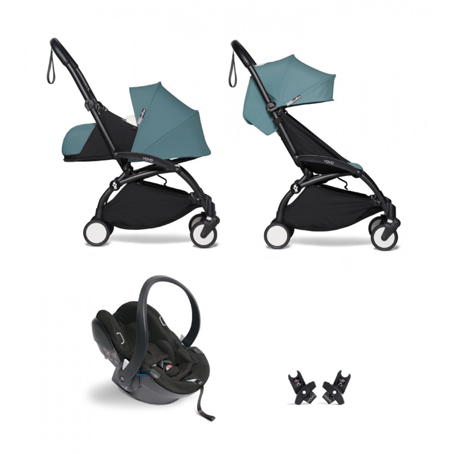 All-in-one BABYZEN stroller YOYO2 0+, car seat and 6+ | Black Chassis Aqua